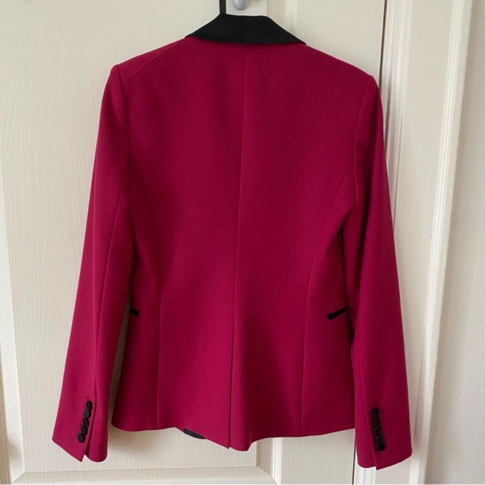 $650 Veronica Beard Keaton Shawl Lapel Tuxedo Fuchsia Pink Wool Jacket Blazer 0 - Picture 6 of 14